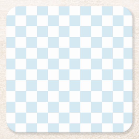 Pastel Blue en White Checkerboard Kartonnen Onderzetters (Voorkant)