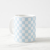 Pastel Blue en White Checkerboard Koffiemok (Voorkant links)