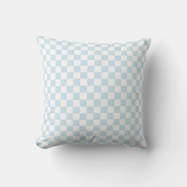 Pastel Blue en White Checkerboard Kussen (Voorkant)