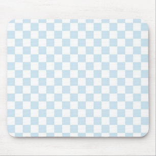 Pastel Blue en White Checkerboard Muismat