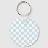 Pastel Blue en White Checkerboard Sleutelhanger (Voorkant)