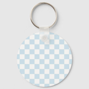 Pastel Blue en White Checkerboard Sleutelhanger