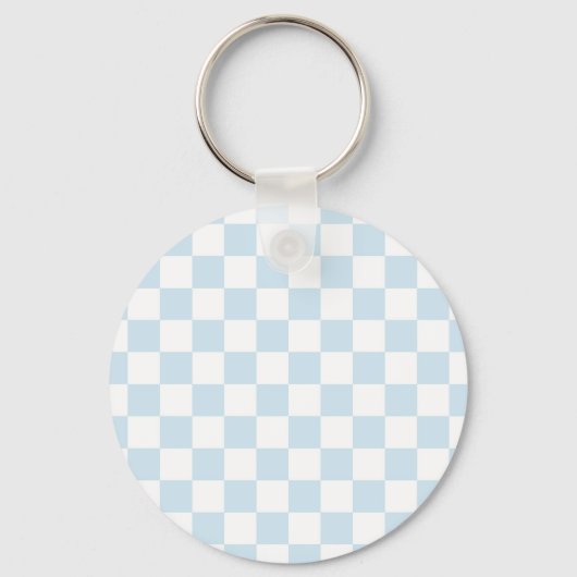 Pastel Blue en White Checkerboard Sleutelhanger (Voorkant)