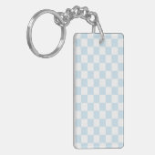 Pastel Blue en White Checkerboard Sleutelhanger (Voorkant Links)