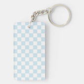 Pastel Blue en White Checkerboard Sleutelhanger (achterkant)