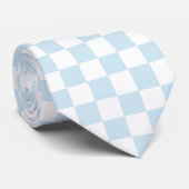 Pastel Blue en White Checkerboard Stropdas (Opgerold)
