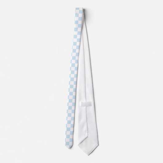 Pastel Blue en White Checkerboard Stropdas (Achterkant)