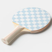 Pastel Blue en White Checkerboard Tafeltennisbatje (Voorkant Gekanteld)