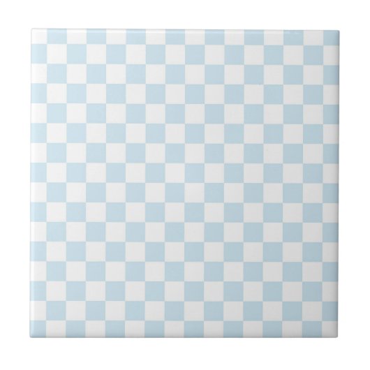 Pastel Blue en White Checkerboard Tegeltje (Voorkant)