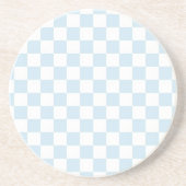 Pastel Blue en White Checkerboard Zandsteen Onderzetter (Voorkant)