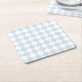 Pastel Blue en White Diamond Checkered Pattern Kartonnen Onderzetters (Schuin)