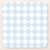 Pastel Blue en White Diamond Checkered Pattern Kartonnen Onderzetters (Voorkant)