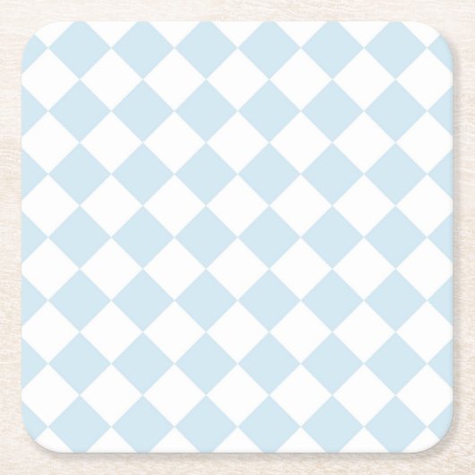 Pastel Blue en White Diamond Checkered Pattern Kartonnen Onderzetters (Voorkant)