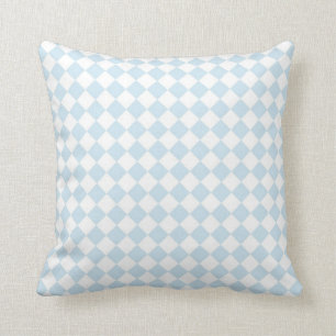 Pastel Blue en White Diamond Checkered Pattern Kussen