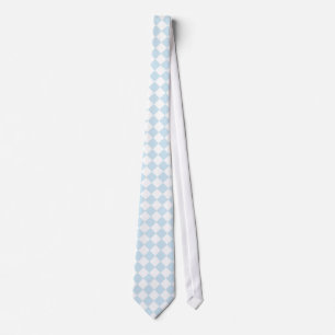 Pastel Blue en White Diamond Checkered Pattern Stropdas