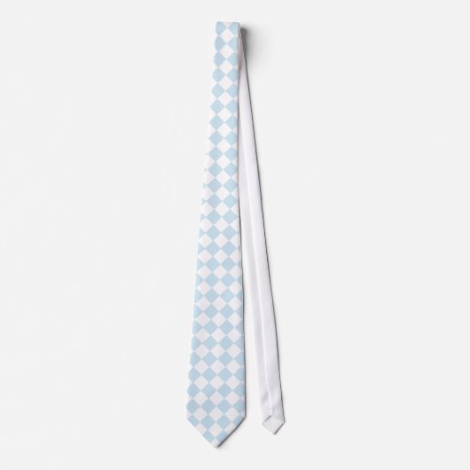 Pastel Blue en White Diamond Checkered Pattern Stropdas (Voorkant)