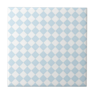 Pastel Blue en White Diamond Checkered Pattern Tegeltje