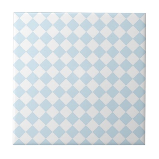 Pastel Blue en White Diamond Checkered Pattern Tegeltje (Voorkant)