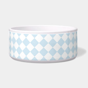 Pastel Blue en White Diamond Checkered Pattern Voerbakje