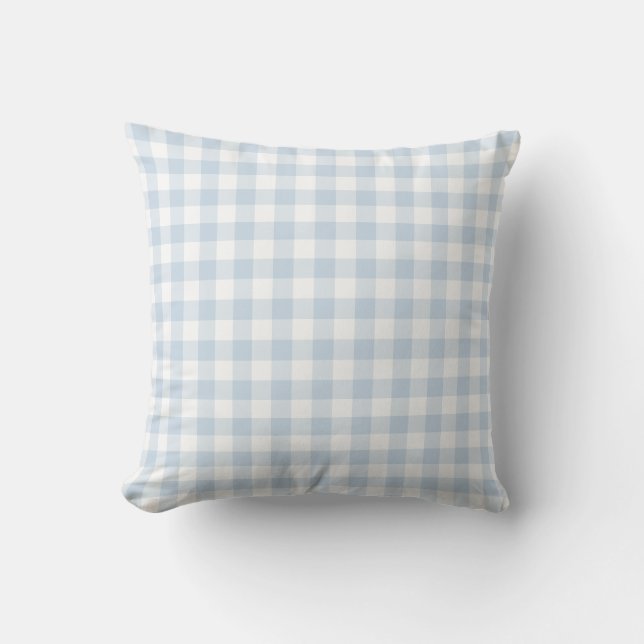 Pastel Blue en White Gingham Pattern Checkered Buitenkussen (Voorkant)