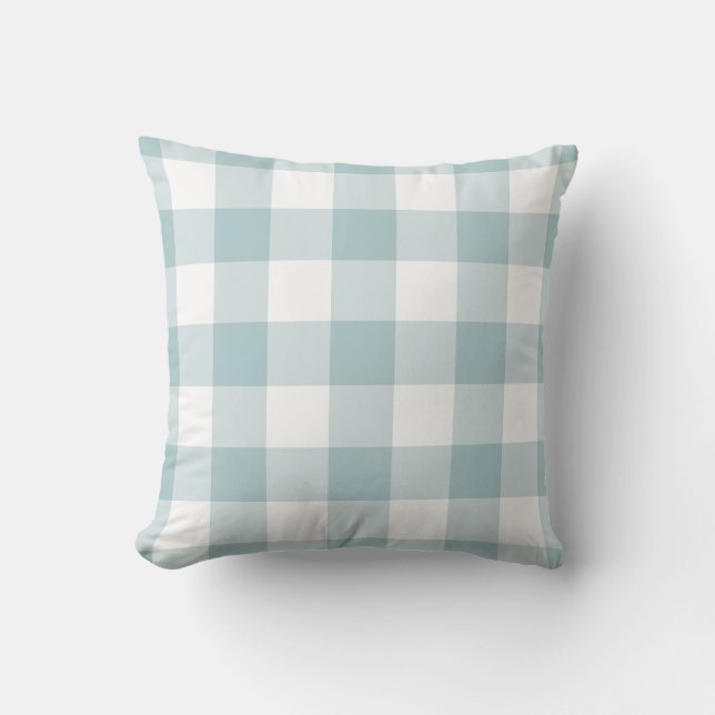 Pastel Blue en White Gingham Pattern Kussen (Voorkant)