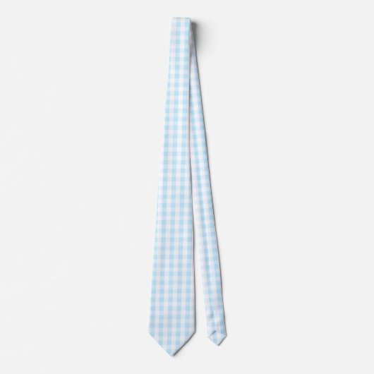 Pastel Blue en White Gingham Pattern Stropdas (Voorkant)