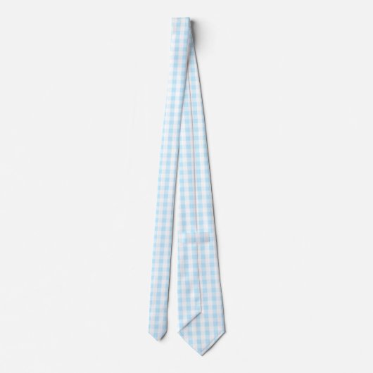 Pastel Blue en White Gingham Pattern Stropdas (Achterkant)