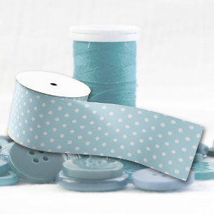 Pastel Blue en White Polka-Dot Pattern Grosgrain Lint