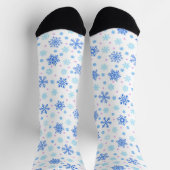 Pastel Blue en White Snowflakes Elegant Stijlvol Sokken (Top)