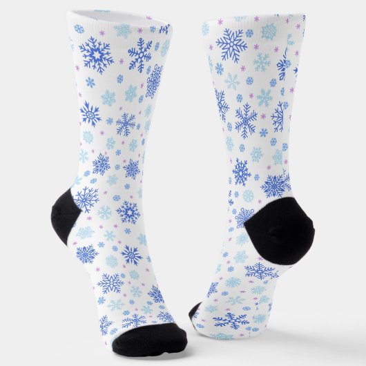 Pastel Blue en White Snowflakes Elegant Stijlvol Sokken (Gebogen)