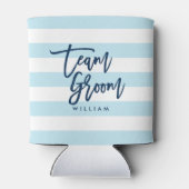 Pastel Blue en White Stripes Blue Team Groom Blikjeskoeler (Achterkant)