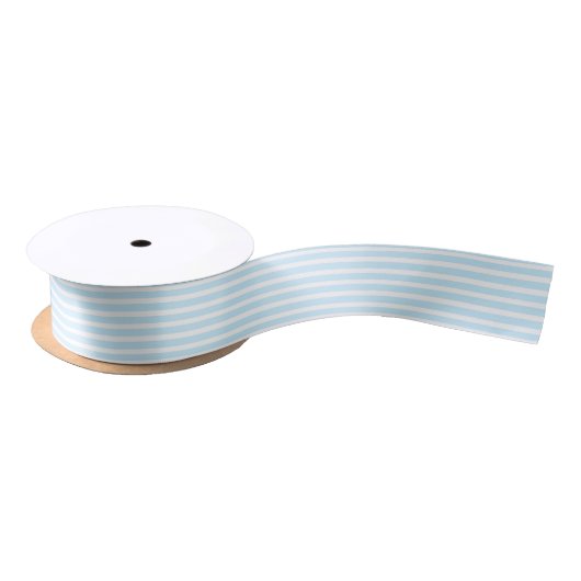 Pastel Blue en White Stripes Ribbon Satijnen Lint (Spoel)