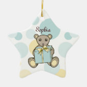 Pastel Blue en Yellow Cute Teddy Bear Keramisch Ornament (Voorkant)