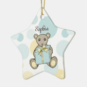 Pastel Blue en Yellow Cute Teddy Bear Keramisch Ornament (Links)