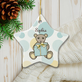 Pastel Blue en Yellow Cute Teddy Bear Keramisch Ornament