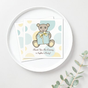 Pastel Blue en Yellow Cute Teddy Bear Servetten