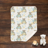 Pastel Blue en Yellow Cute Teddy Bear Sherpa Deken
