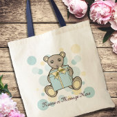 Pastel Blue en Yellow Cute Teddy Bear Tote Bag