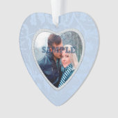 Pastel Blue Faux Diamond Photo Template Ornament (voorkant)