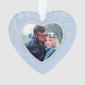 Pastel Blue Faux Diamond Photo Template Ornament (voorkant)