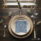 Pastel Blue Floral Crest Frame Elegant Servet