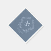 Pastel Blue Floral Crest Frame Elegant  Servet (Hoek)