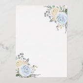 Pastel Blue Floral Dress Princess Quinceanera Gold Folie Uitnodiging (Achterkant)