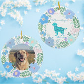 Pastel Blue Floral Labrador Retriever Custom Photo Keramisch Ornament