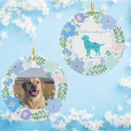 Pastel Blue Floral Labrador Retriever Custom Photo Keramisch Ornament