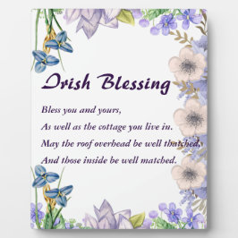 Pastel Blue Floral Lila Irish Blessing Prayer Fotoplaat