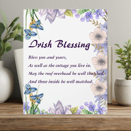 Pastel Blue Floral Lila Irish Blessing Prayer Fotoplaat