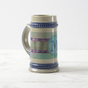 Pastel Blue Floral Monogram Bierpul