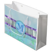 Pastel Blue Floral Monogram Groot Cadeauzakje (Voorkant Gekanteld)