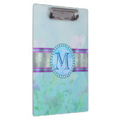 Pastel Blue Floral Monogram Klembord (Rechts)